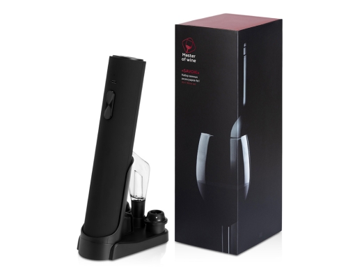 Изображение №1 | Набор винных аксессуаров 4в1 «Savoie» с покрытием soft touch (черный)