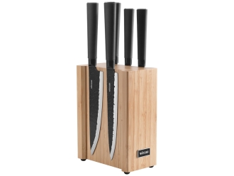 Изображение №1 | Набор из 5 кухонных ножей на магнитном блоке «HORT» (бежевый, стальной, черный)