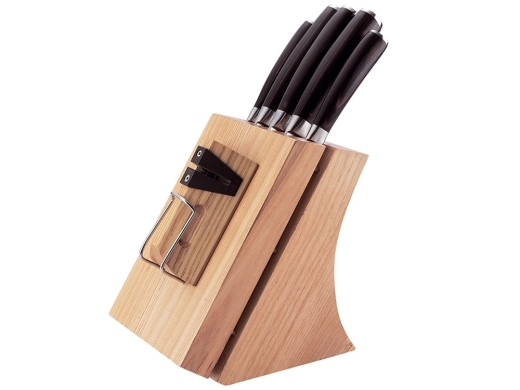 Изображение №3 | Набор из 5 кухонных ножей и блока для ножей с ножеточкой «DANA» (стальной, черный, бежевый)