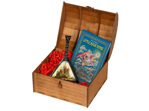 Изображение №1 | Подарочный набор «Музыкальная Россия»: балалайка, книга «Конек - горбунок» (синий, коричневый)