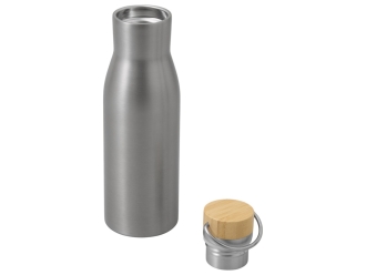 Изображение №2 | Вакуумная термобутылка с бамбуковой крышкой «Klas», 500 мл (серебристый)