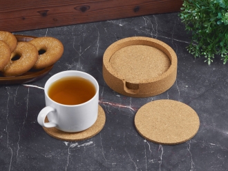 Изображение №9 | Набор костеров из пробки на подставке «Krock» (коричневый)