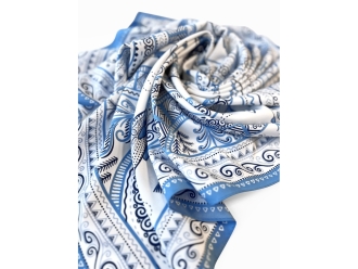 Изображение №2 | Платок «Белое море. Мезень» (голубой, белый)