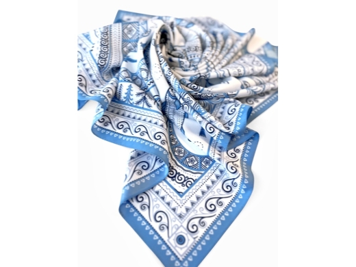 Изображение №3 | Платок «Белое море. Мезень» (голубой, белый)