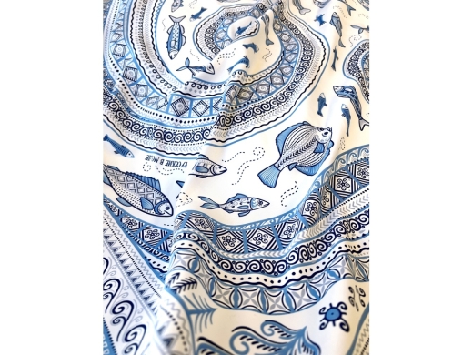 Изображение №4 | Платок «Белое море. Мезень» (голубой, белый)