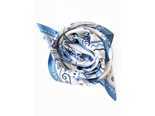 Изображение №5 | Платок «Белое море. Мезень» (голубой, белый)