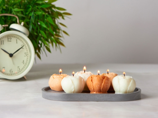 Изображение №11 | Набор свечей на подставке «Пионы» (белый, темно-персиковый, персиковый, серый)