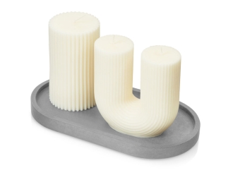 Изображение №1 | Набор свечей на подставке «Aris» (белый, серый)