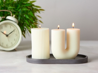 Изображение №11 | Набор свечей на подставке «Aris» (белый, серый)