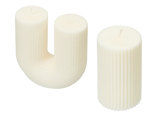 Изображение №3 | Набор свечей на подставке «Aris» (белый, серый)