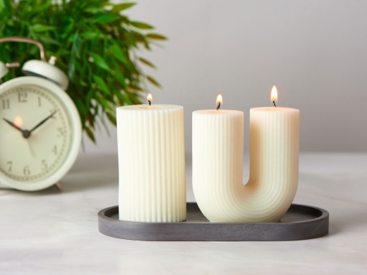 Изображение №11 | Набор свечей на подставке «Aris» (белый, серый)