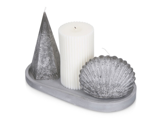 Изображение №1 | Набор свечей на подставке «Posh» (белый, серый)