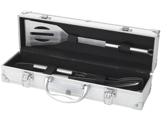 Изображение №2 | Набор для барбекю в кейсе: лопатка, щипцы, вилка «Salvy» (серебристый)