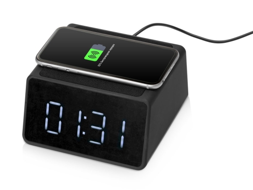 Изображение №2 | Беспроводная колонка с часами и функцией беспроводной зарядки «Sentry» (черный)