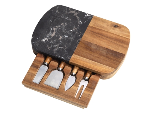 Изображение №1 | Набор для сыра в подарочной коробке из акации и мрамора «Date» (натуральный)