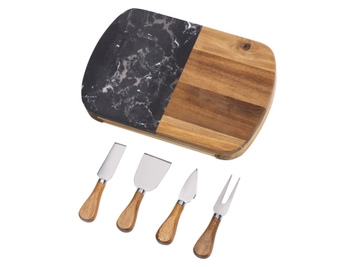 Изображение №3 | Набор для сыра в подарочной коробке из акации и мрамора «Date» (натуральный)