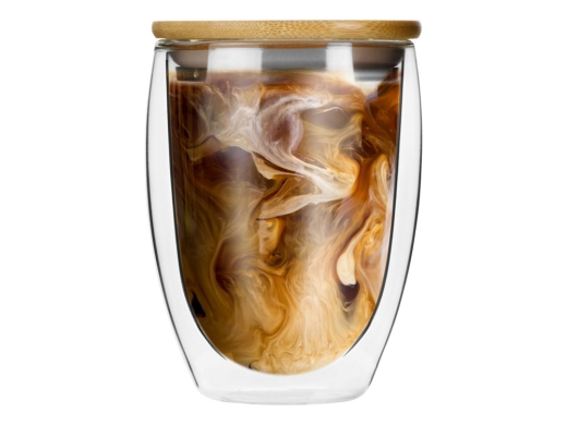 Изображение №5 | Стакан с двойными стенками и бамбуковой крышкой «Valday» (прозрачный, коричневая крышка)