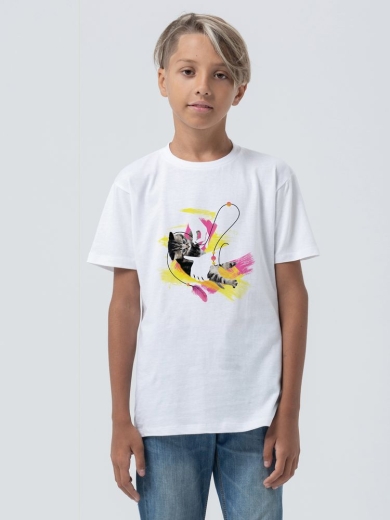 Изображение №4 | Футболка детская «Обними кота», белая, на рост 130-140 см (10 лет)