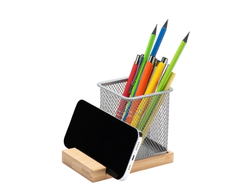 Изображение №3 | Подставка для ручек и телефона «Fika» (серебристый, натуральный)