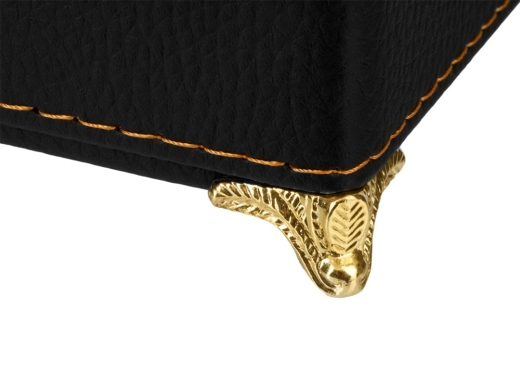 Изображение №5 | Подарочный набор хрустальных стопок (стопки- прозрачный/золотистый, шкатулка- темно-коричневый/рыжий)