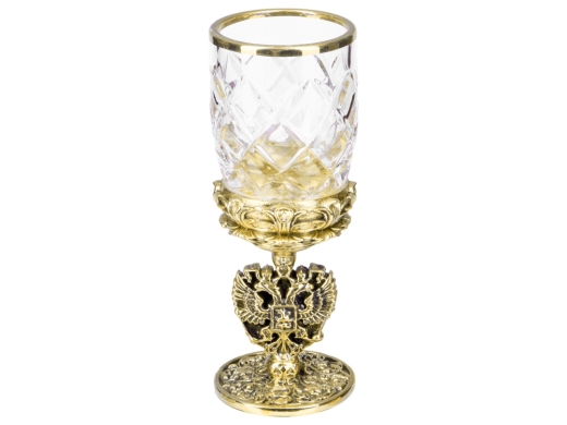 Изображение №8 | Подарочный набор хрустальных стопок (стопки- прозрачный/золотистый, шкатулка- темно-коричневый/рыжий)