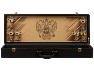 Изображение №2 | Набор «Подарочный» (стопки- прозрачный/золотистый, шампура- серебристый/коричневый, дипломат- темно-коричневый)