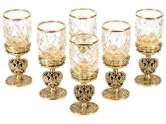 Изображение №4 | Набор «Подарочный» (стопки- прозрачный/золотистый, шампура- серебристый/коричневый, дипломат- темно-коричневый)