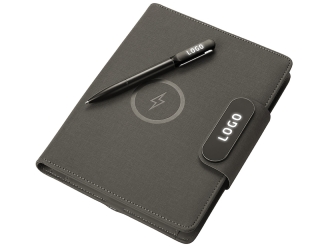 Изображение №3 | Подарочный набор «Twilight»: органайзер А5 с беспроводной зарядкой и металлическая шариковая ручка со светящимся логотипом (черный)