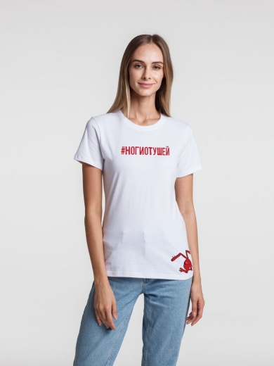 Изображение №7 | Футболка женская «Ногиотушей», белая, размер S