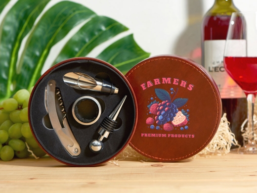 Изображение №2 | Набор аксессуаров для вина «Fabrizio» с рельефной УФ-печатью (коричневый/серебристый)