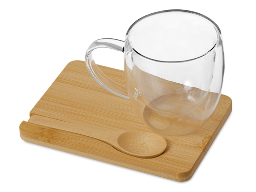 Изображение №1 | Кружка с двойными стенками на подставке с ложкой «Teatrio» (прозрачный)