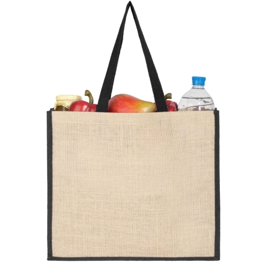 Изображение №5 | Холщовая сумка для покупок Bagari с черной отделкой