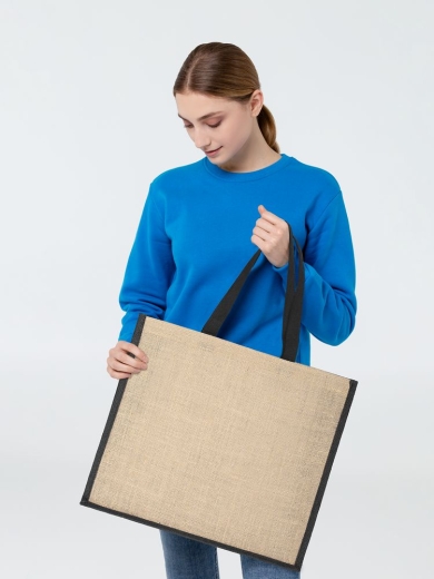 Изображение №6 | Холщовая сумка для покупок Bagari с черной отделкой