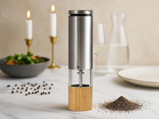 Изображение №7 | Электрическая мельница для специй, на батарейках «Clove» (серебристый, коричневый)