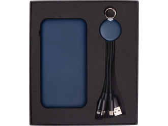 Изображение №5 | Набор из внешнего аккумулятора и универсального кабеля с подсветкой лого «Reserve LED», 10000mAh (темно-синий)