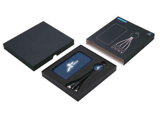 Изображение №2 | Набор из внешнего аккумулятора и универсального кабеля с подсветкой лого «Reserve LED», 10000mAh (темно-синий)