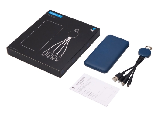 Изображение №3 | Набор из внешнего аккумулятора и универсального кабеля с подсветкой лого «Reserve LED», 10000mAh (темно-синий)