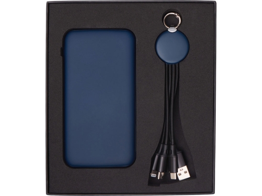 Изображение №5 | Набор из внешнего аккумулятора и универсального кабеля с подсветкой лого «Reserve LED», 10000mAh (темно-синий)