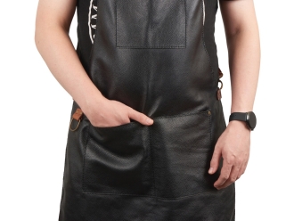 Изображение №6 | Фартук из натуральной кожи с карманами (черный/светлый бук)