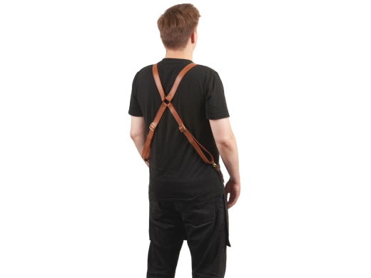 Изображение №4 | Фартук из натуральной кожи с карманами (черный/светлый бук)