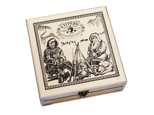 Изображение №1 | Подарочный набор c чаем «Сокровища Севера» в деревянной шкатулке С лого (натуральный)