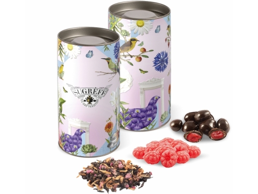 Изображение №1 | Подарочный набор с чаем, леденцами и вишней в шоколаде в тубусе (мультиколор)