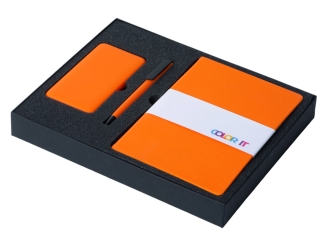 Изображение №2 | Подарочный набор «COLOR IT» c блокнотом, ручкой и повербанком, 10000 mAh (оранжевый)