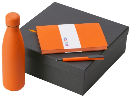 Изображение №1 | Подарочный набор «COLOR IT» c блокнотом, ручкой и термобутылкой гибкая обложка (оранжевый)