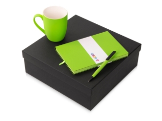 Изображение №1 | Подарочный набор «COLOR IT» c блокнотом, ручкой и кружкой гибкая обложка (зеленое яблоко)