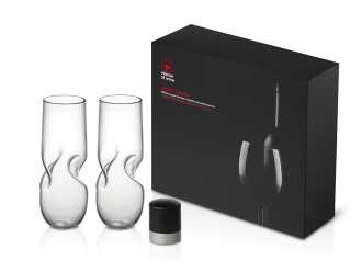 Изображение №1 | Набор из двух бокалов и пробки для шампанского «Bubbly Bliss» (черный, прозрачный)