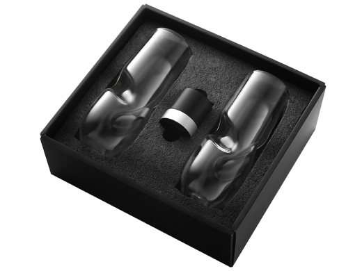 Изображение №2 | Набор из двух бокалов и пробки для шампанского «Bubbly Bliss» (черный, прозрачный)