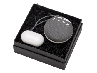 Изображение №2 | Подарочный набор с колонкой и наушниками «Full Music» (белый, серый)