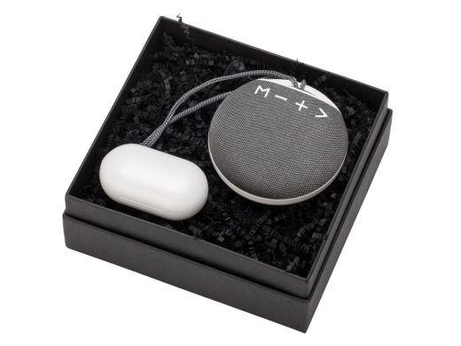 Изображение №2 | Подарочный набор с колонкой и наушниками «Full Music» (белый, серый)