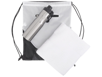 Изображение №2 | Спортивный набор со стальной бутылкой и полотенцем «Advanced» (белый, серебристый)